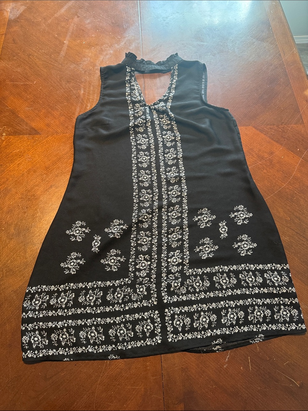 HeartSoul Black Mini Dress with White Floral Trim